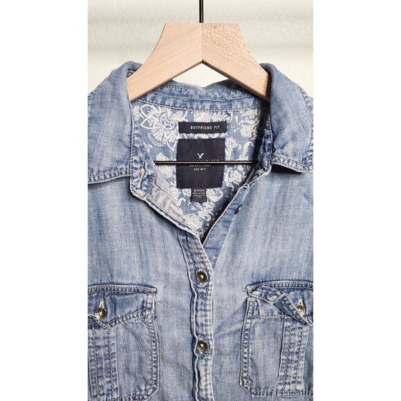 American Eagle oversized denim button-up shirt: boyfriend fit - Picture 2 of 6